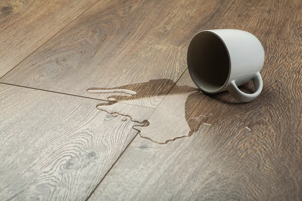 spilled water on laminate flooring