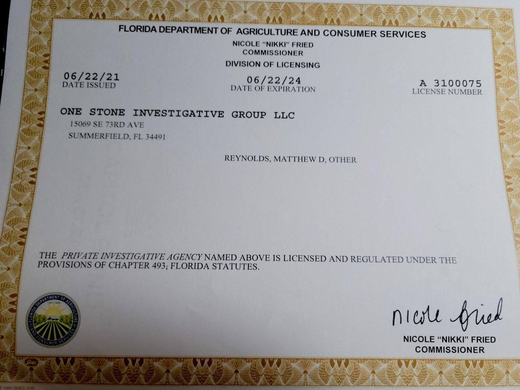 State issued Agency license.