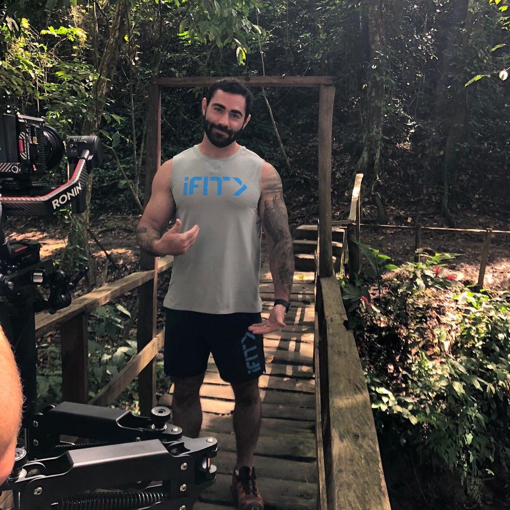 On location filming a workout series as the lead t