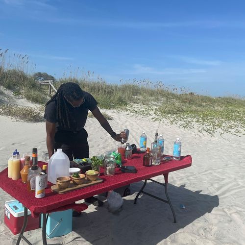 Bruce set up an amazing bar on the beach for us.  