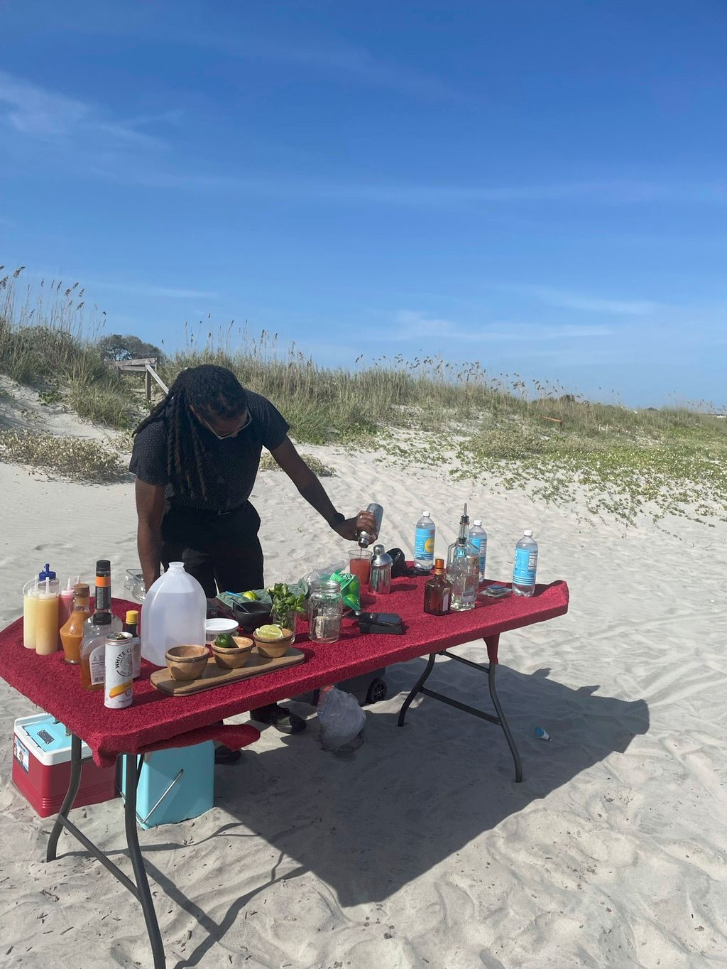 Bruce set up an amazing bar on the beach for us.  