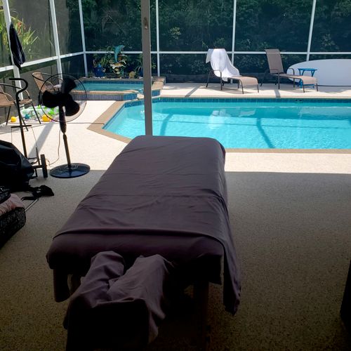 Poolside massages for myself and a girlfriend.

La