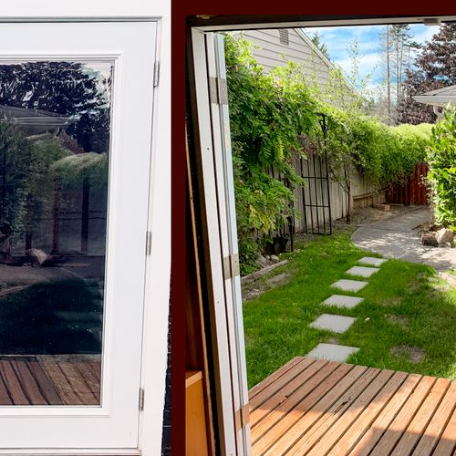 These outswing French doors showcase the natural s