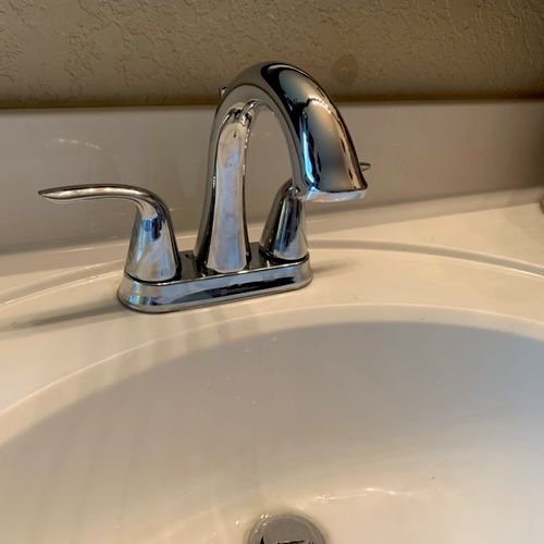 After replacing leaking faucet