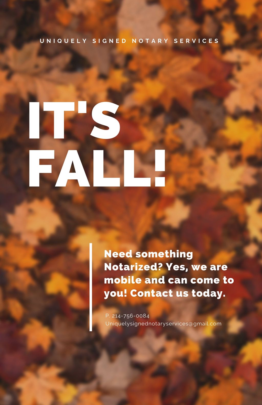 Happy Fall! Contact us to for your notarial needs!