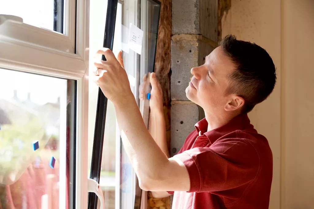 man installing windows