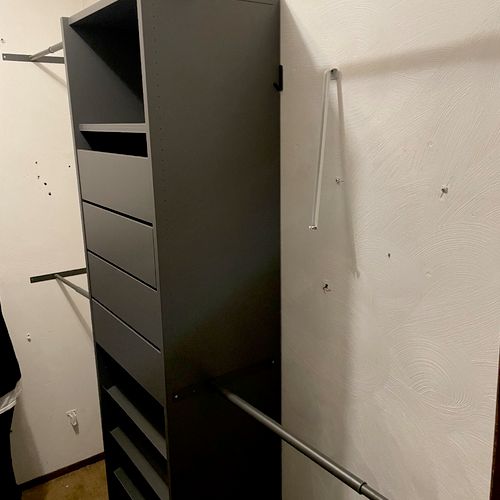 Assembled closet shelves 