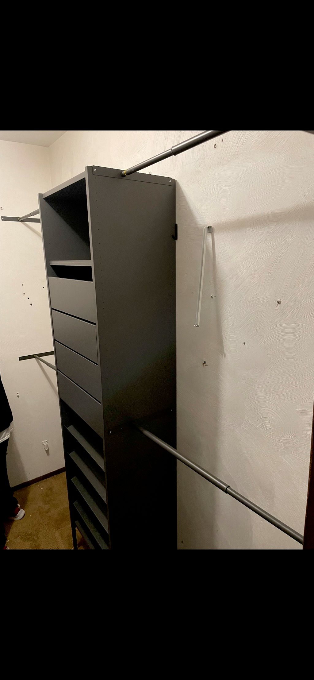 Assembled closet shelves 