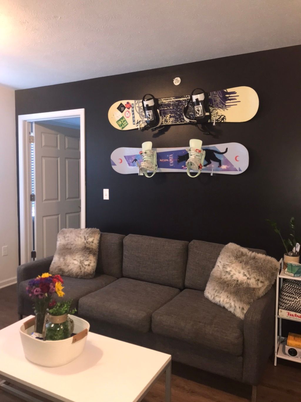 Customers apartment. Wall went from blue to black