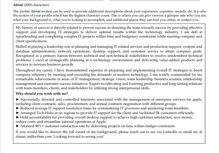 Example - LinkedIn Summary
