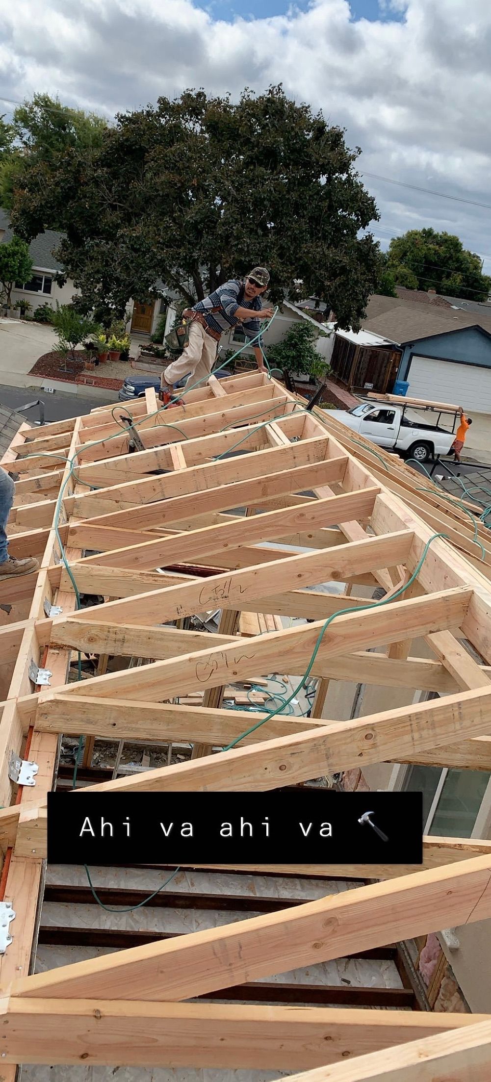 Client wanted a roof with a skylight over existing