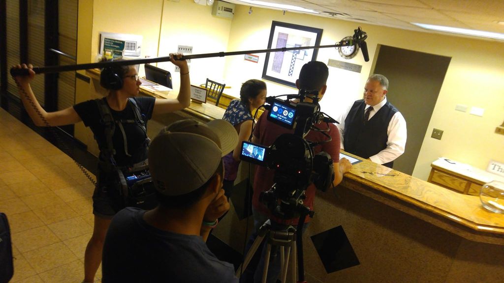On the set of the movie, "Miles Between Us" - ii F