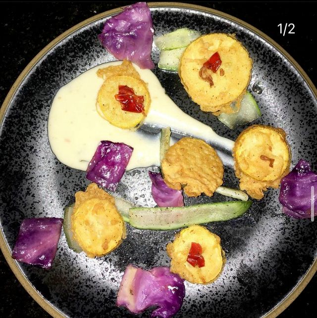 Tempura Squash with Pickled Veggies