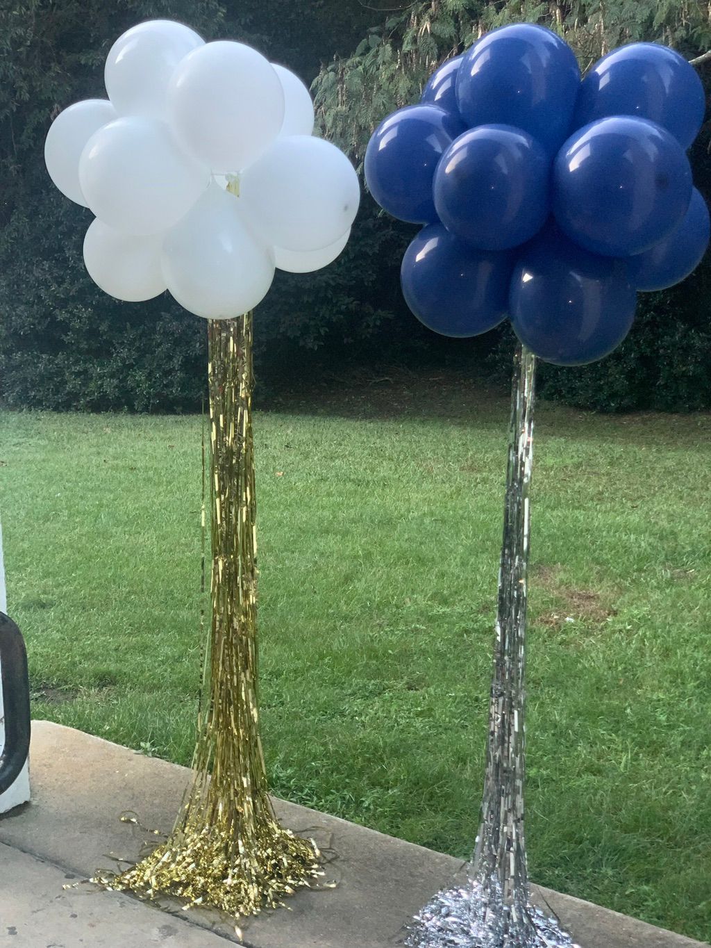 Floating topiary centerpieces add a simple elegant