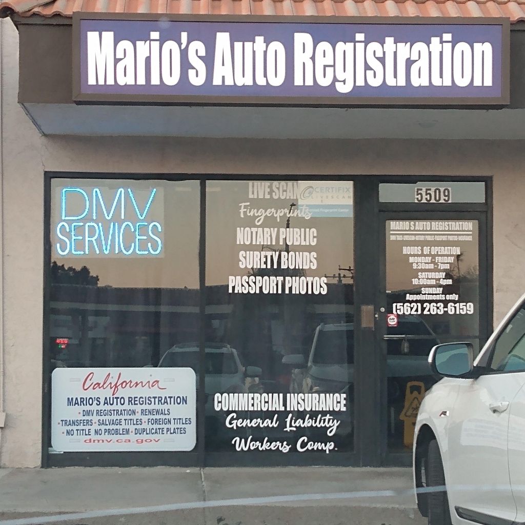 MARIO'S AUTO REGISTRATION
