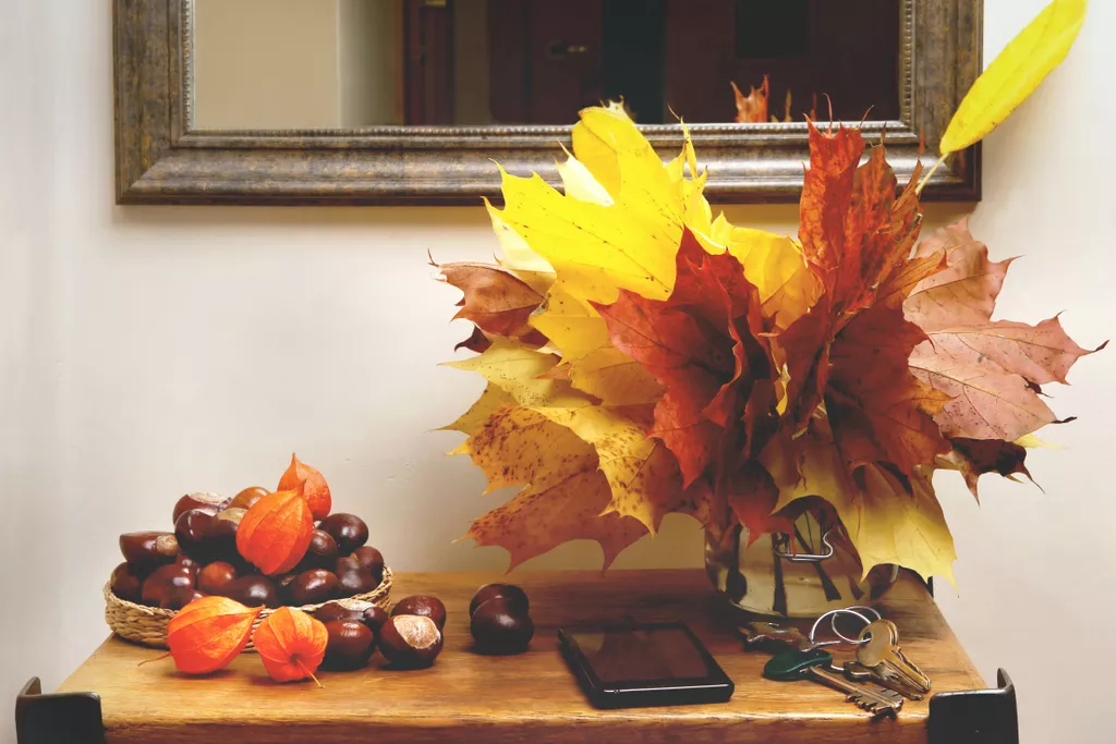 fall foliage in home entryway