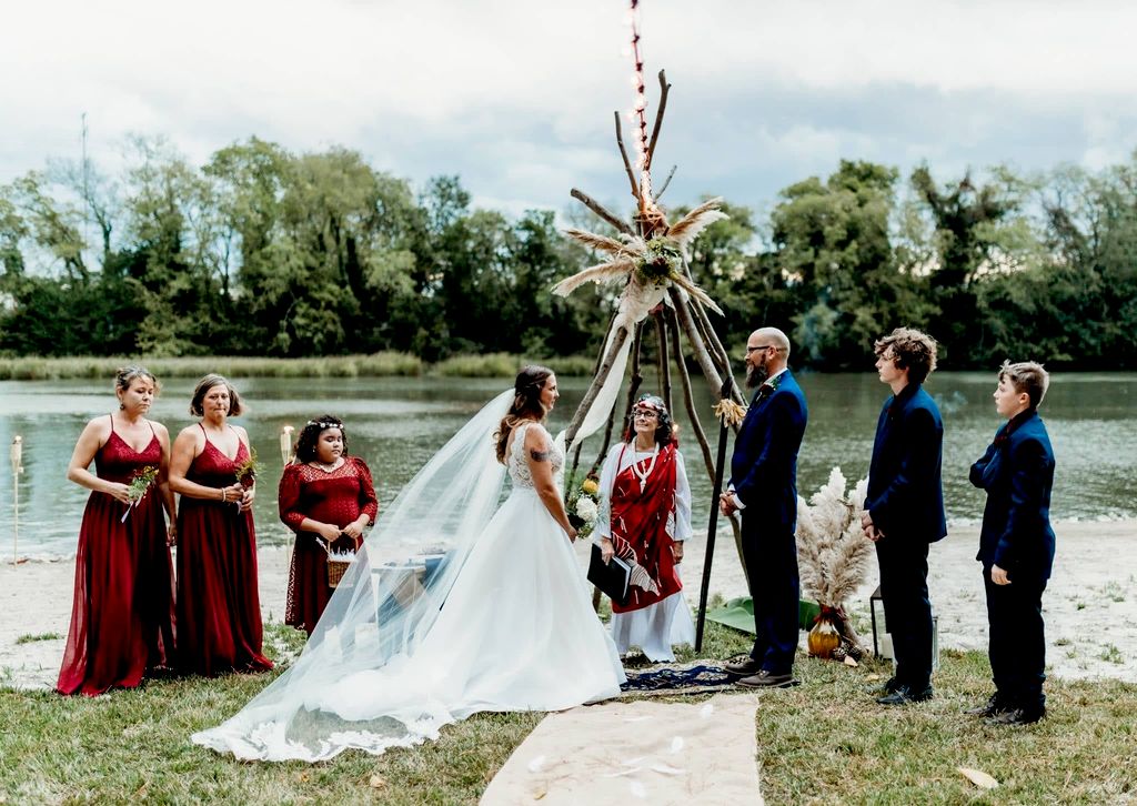 Fall Wedding Ceremony, shore of the Layafayette Ri