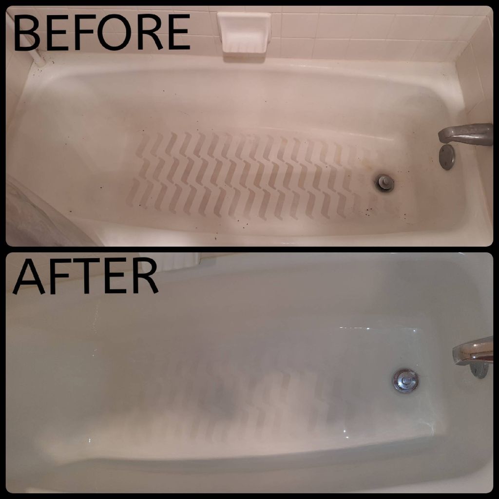 Before & After tub cleaning. non- slip tub strip d