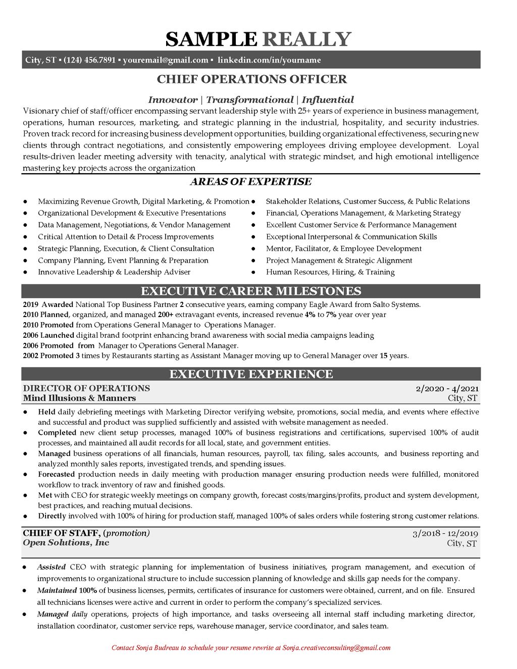 Sample Prof Resume Pg 1