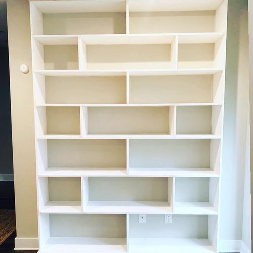 Build in bookshelf ready for paint