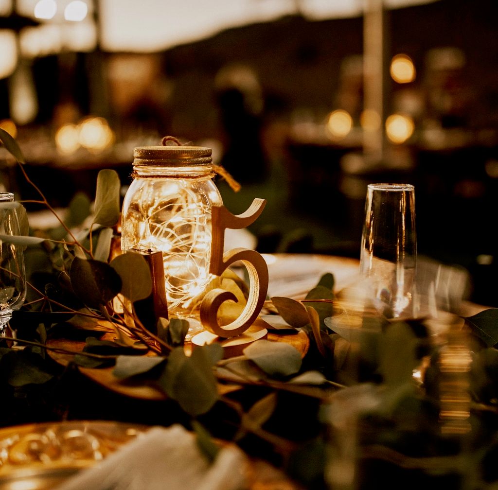 Custom designed wedding decorations and set up