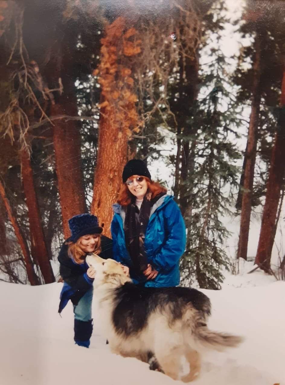 Ranger giving me kisses while snow shoeing with my