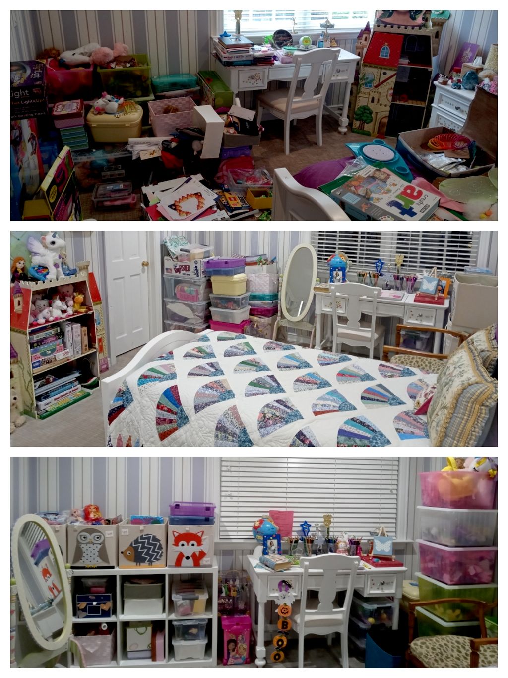 Before (top). After, step 1 ( middle). After, step