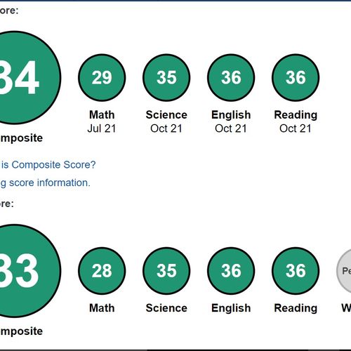 Virtual student - raised her score from a 30 to a 