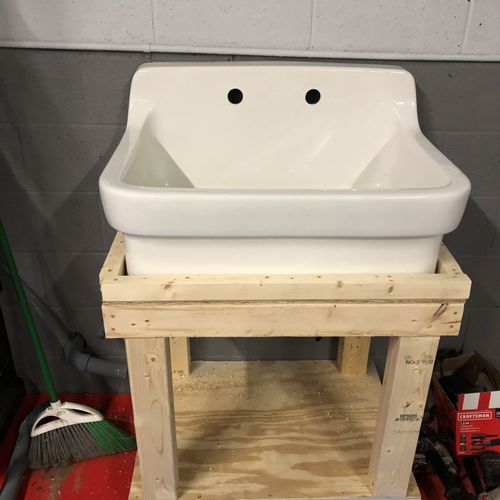 Custom stand for new sink install 