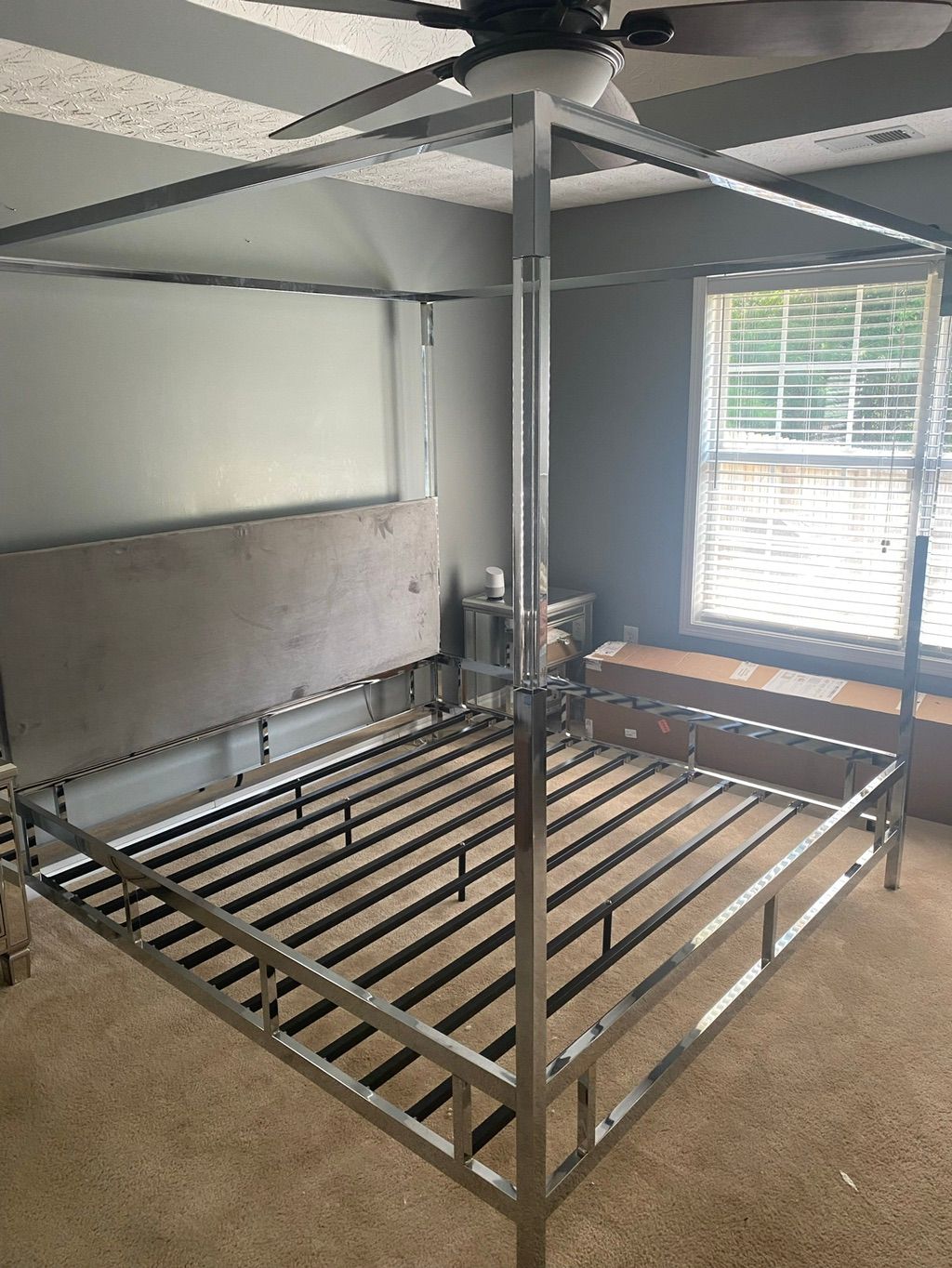 Nice metal bed frame assembled in a short time. 