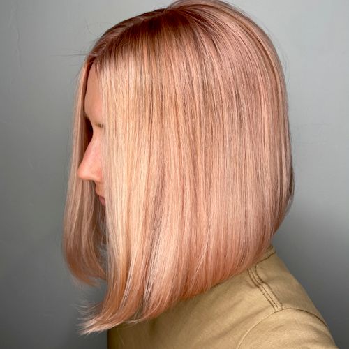 Full head color peach & cut 