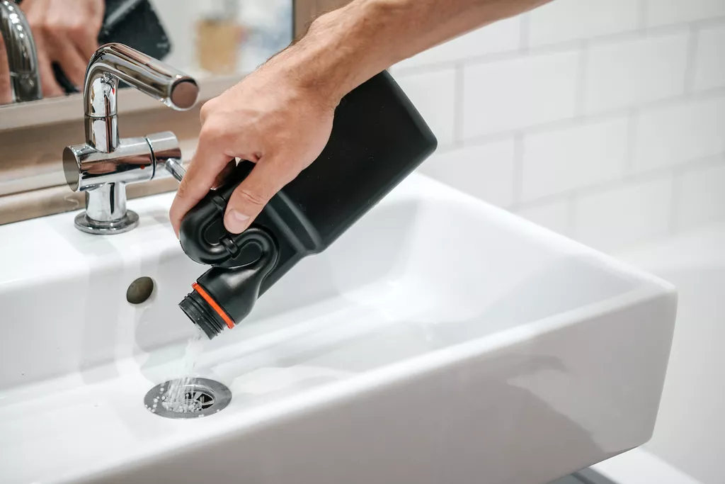 using drain cleaner on sink