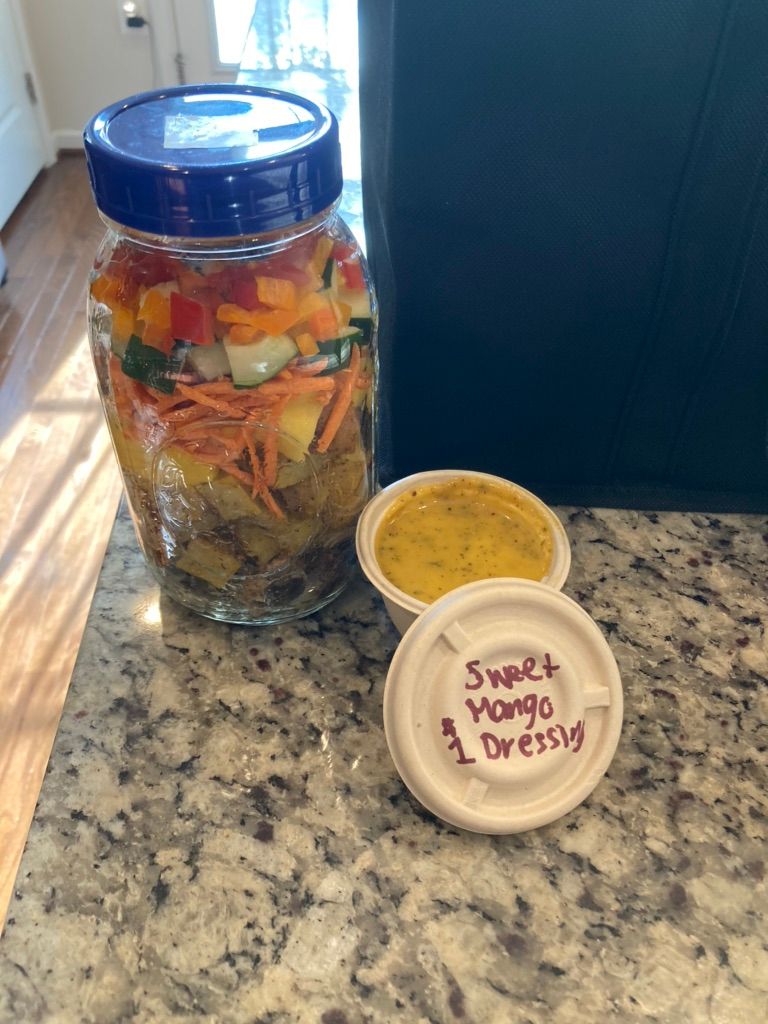 Our tastey Jamaican Jerk Jar. Get it as a salad, h