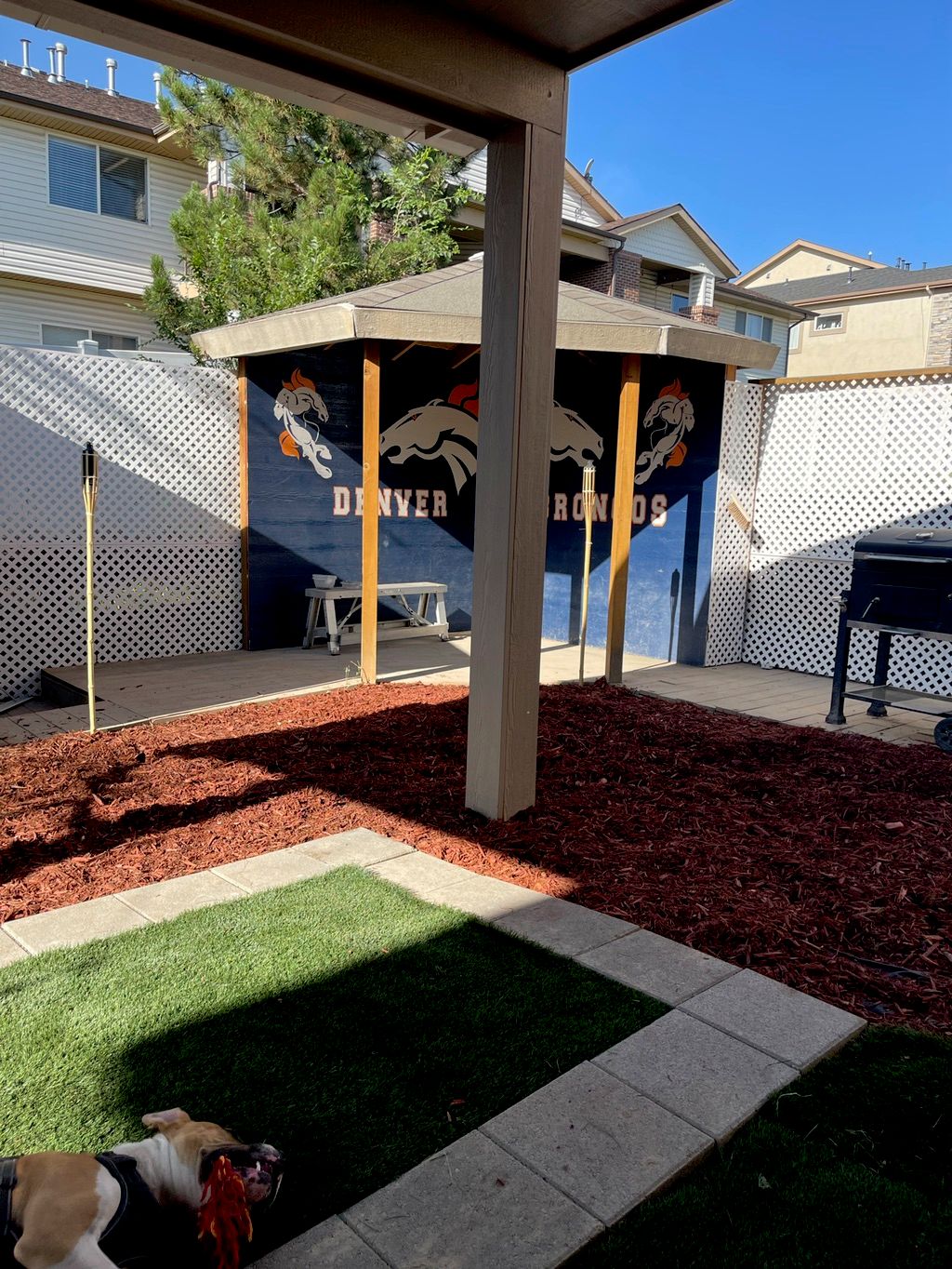 Turf , mulch ,pavers and gazebo 