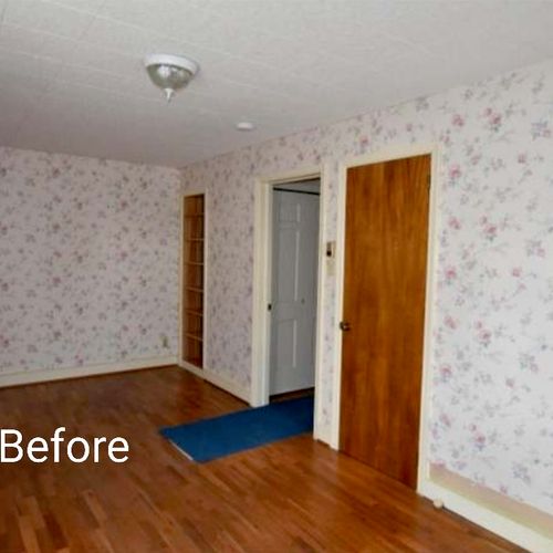Before photos of multi layer wallpaper removal and