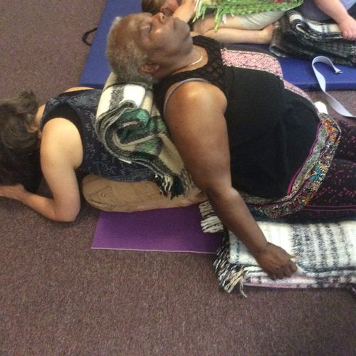student and assistant in my adaptive Yoga class 