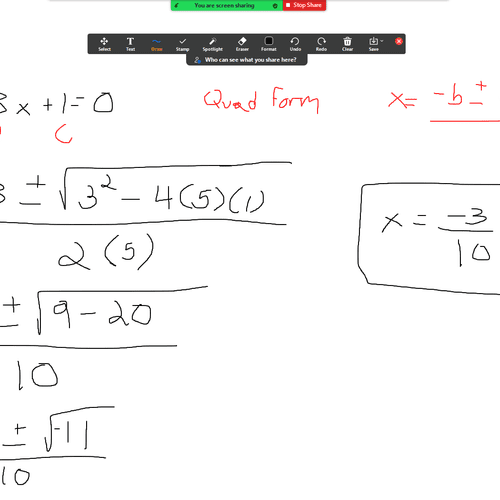 Solving by Quadratic Formula