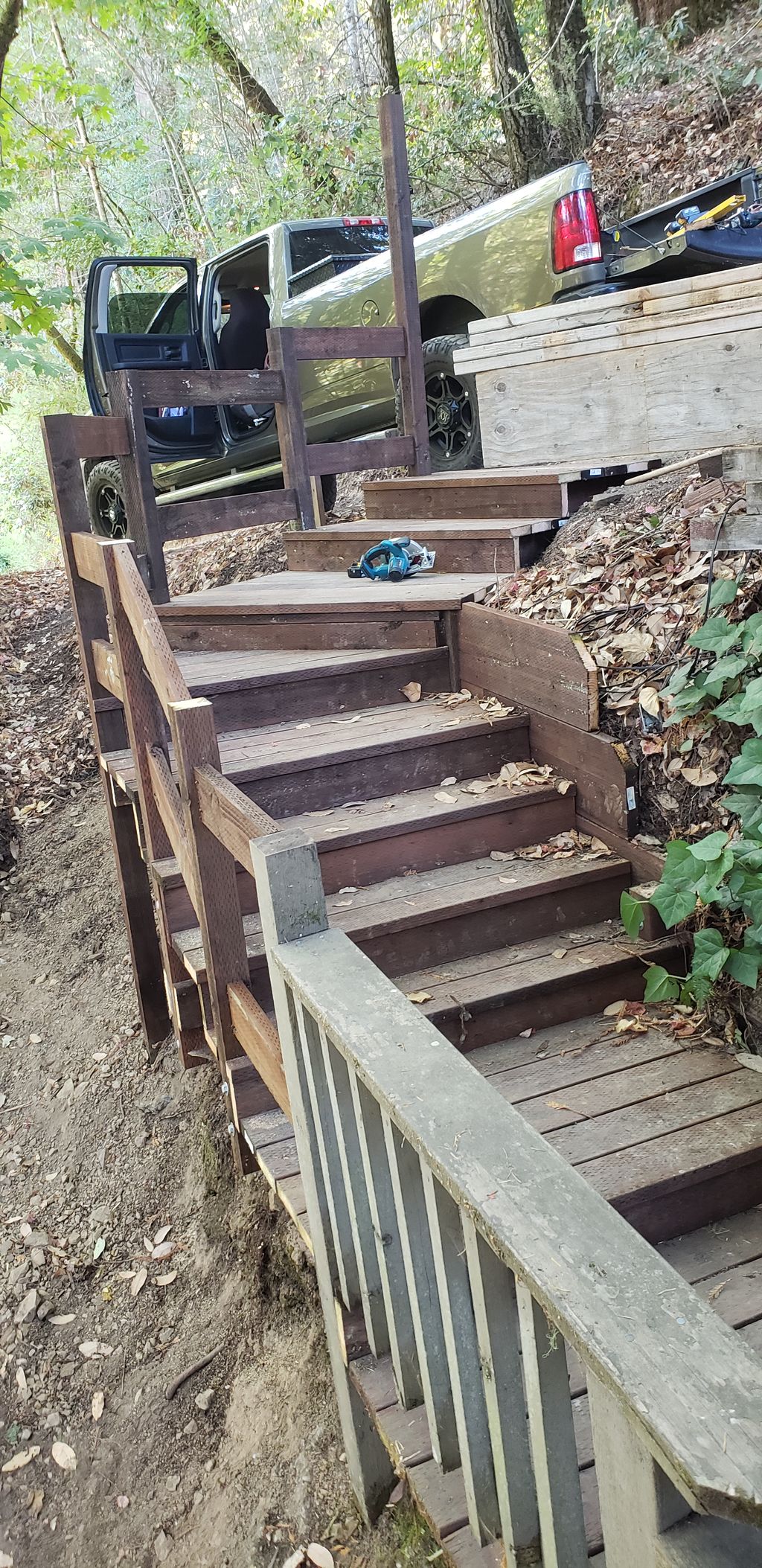 Rebuilt staircase side of hill