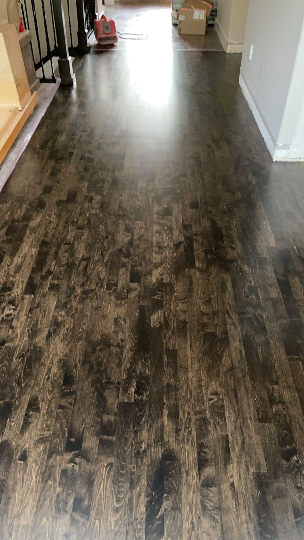 Maple stained ebony with satin finish 