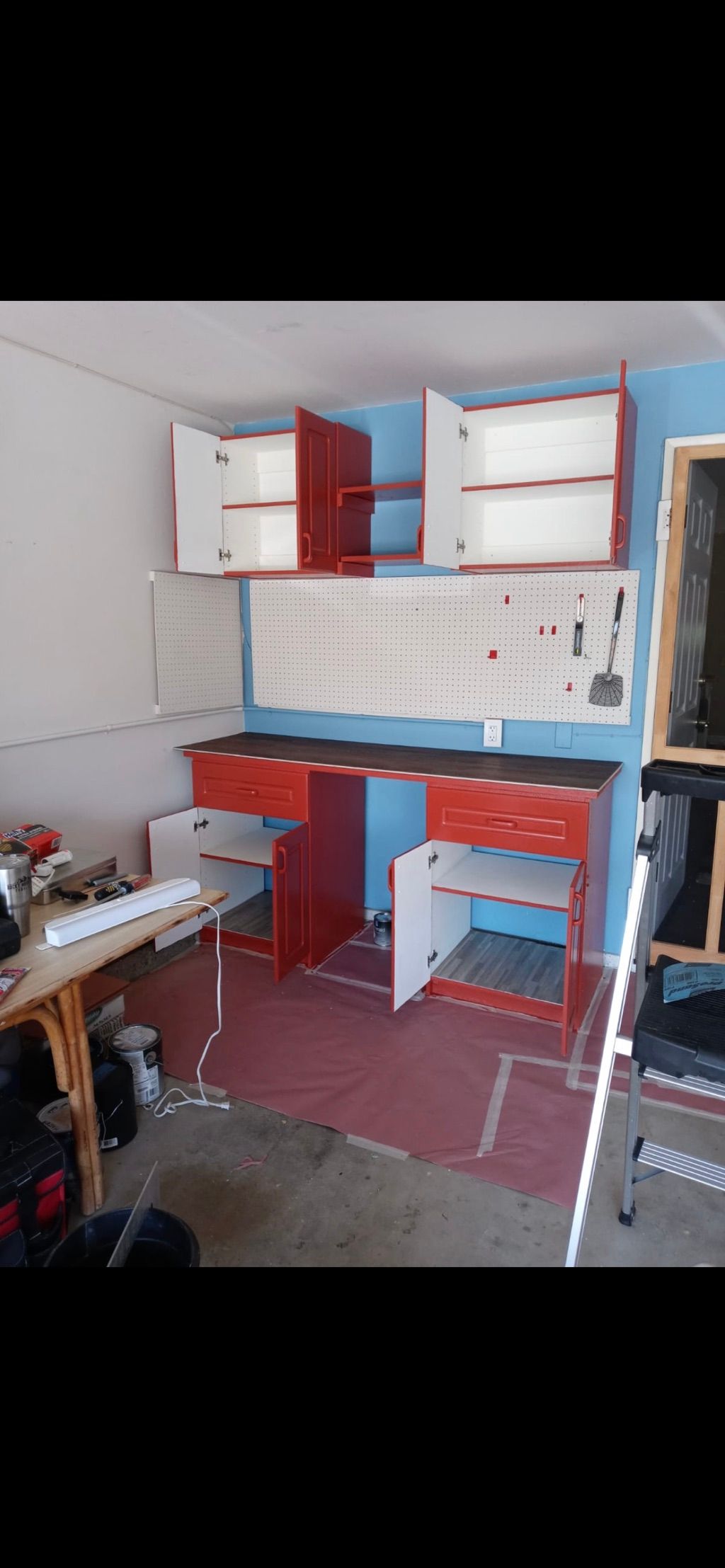 Cabinets= primer , calking & paint…has a processin