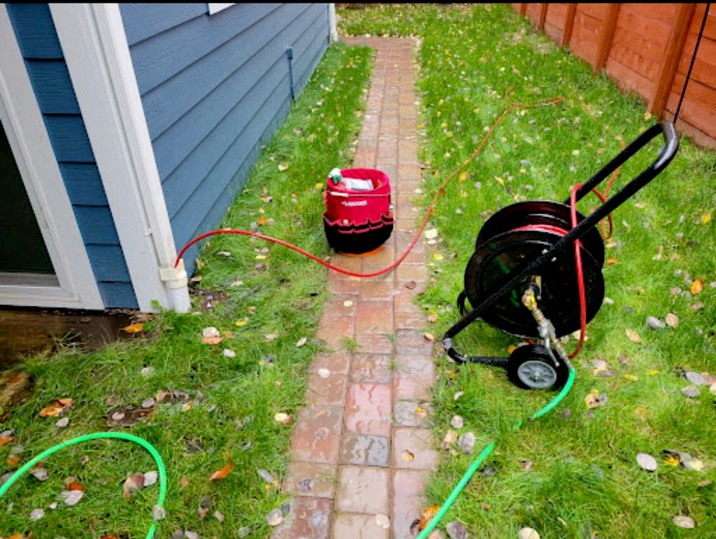 Hydro jetting downspout clog