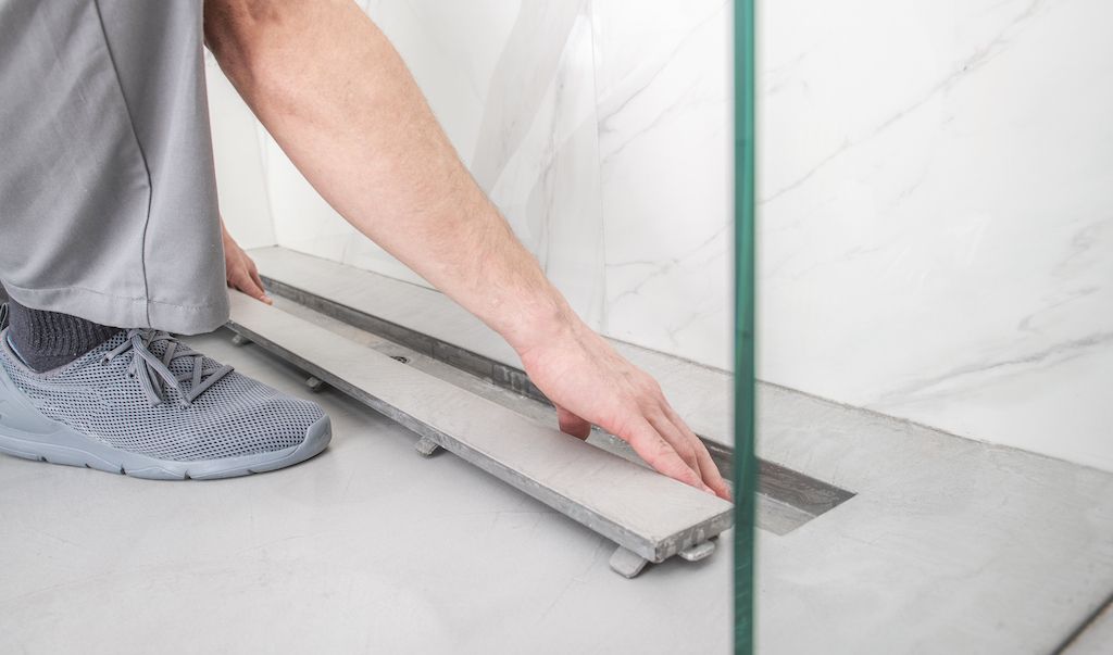 bathroom trend: linear shower drains