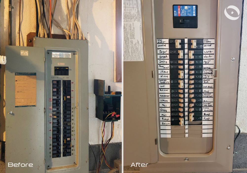 Residential breaker box replacement before and aft