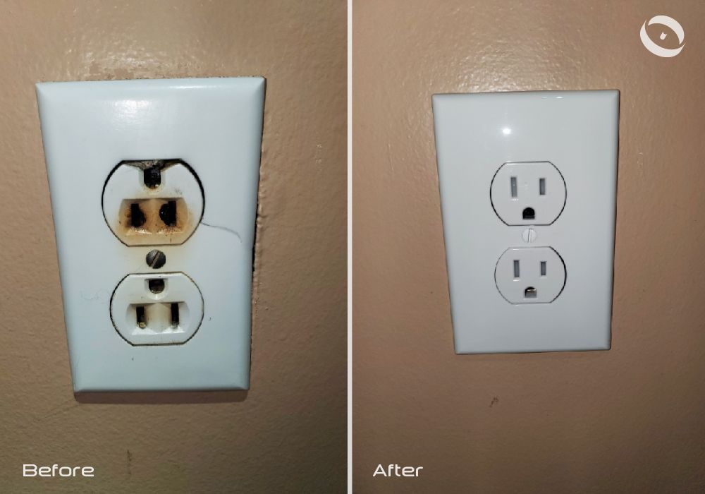 Power receptacle replacement before and after