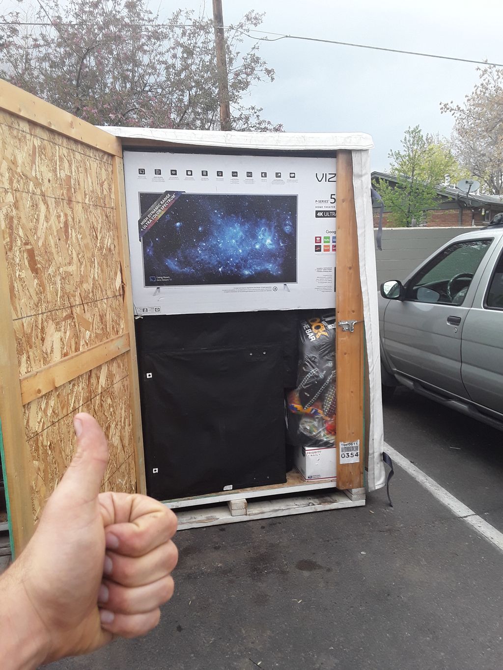 Shipping container packed full
