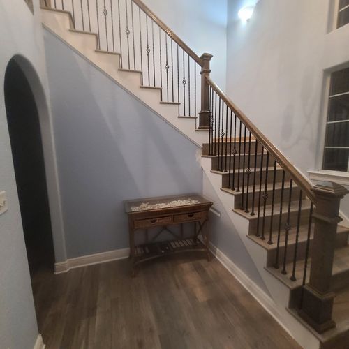 laminate staircase with a new rail