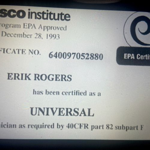EPA Universal Certification