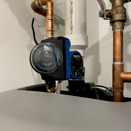 Booked and installed hot water recirculating pump 