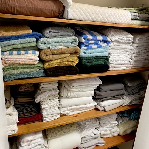 Organized linen closet