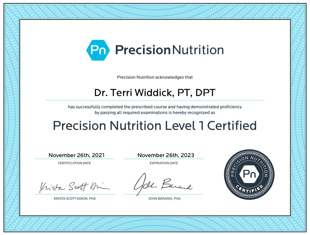 Certified through Precision Nutrition